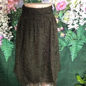 Front Row Olive fizzy midi skirt